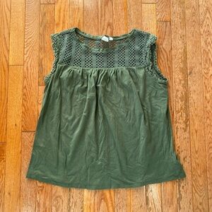 forest green lace tank top shirt blouse